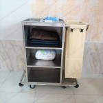 Xe làm vệ sinh buồng phòng inox ba tầng túi đơn