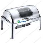 Nồi hâm buffet chữ nhật nắp kính trong PC 3 ngăn