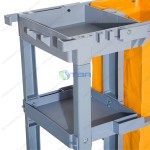 Xe làm vệ sinh 03 tầng chữ L màu xám
