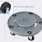 Thùng rác bếp tròn có bánh xe màu xám 120L