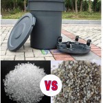 Thùng rác bếp tròn có bánh xe màu xám 120L