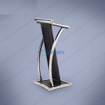 Bục phát biểu gỗ bọc da màu đen khung inox  