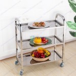 Xe đẩy thức ăn đồ uống inox 3 tầng cỡ trung