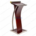 Bục phát biểu gỗ nâu đỏ khung inox cho sự kiện