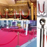 Trụ chắn inox dây nhung đỏ trong nhà hàng khách sạn
