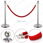 Trụ chắn inox dây nhung đỏ trong nhà hàng khách sạn