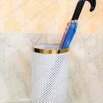 Sọt để ô dù hình tròn màu trắng vành inox vàng
