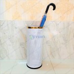 Sọt để ô dù hình tròn màu trắng vành inox vàng