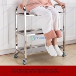 Xe đẩy thức ăn nhà hàng inox 3 tầng AST400