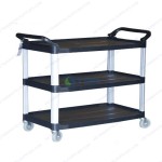 Xe đẩy phục vụ ăn uống cao cấp ba tầng màu đen
