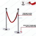 Trụ chắn inox đầu tròn dây nhung trùng màu đỏ