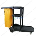 Xe làm vệ sinh bằng nhựa 03 tầng màu đen