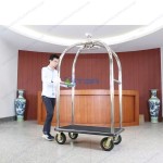 Xe đẩy hành lý khách sạn mái vòm khung inox