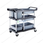 Bộ khay và xô nhựa dùng cho xe thu dọn bàn ăn