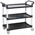 Xe đẩy phục vụ đồ ăn ba tầng màu đen