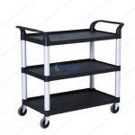 Xe đẩy thức ăn 3 tầng nhựa màu đen A400B