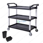 Xe đẩy thức ăn 3 tầng nhựa màu đen A500B