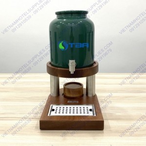 Bình gốm sứ 10L chân gỗ hâm nóng trà - sữa - cafe ASIA511GR