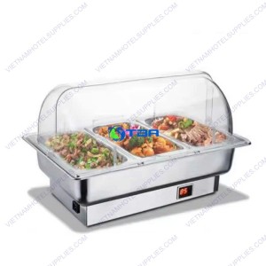 Nồi hâm nóng thức ăn dùng điện nắp PC trong 3 ngăn