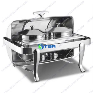 Nồi hâm soup buffet chữ nhật chân cong nắp kính ASIA6054CPC