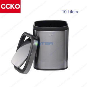 Thùng rác CCKO inox đen chữ nhật nắp lật 10 lít #CK9908B