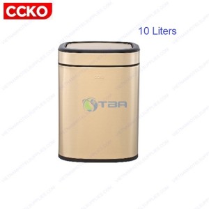 Thùng rác CCKO inox vàng chữ nhật nắp lật 10 lít #CK9908G