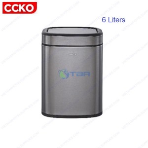 Thùng rác inox CCKO chữ nhật đen nắp lật 6 Lít #CK9908B