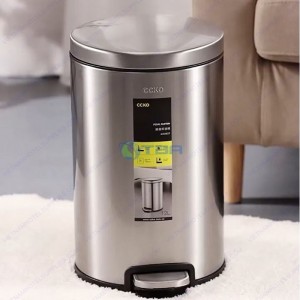 Thùng rác Nano inox tròn đạp chân 12L #CK9937