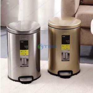 Thùng rác inox CCKO tròn đạp chân vàng 6L #CK9937G