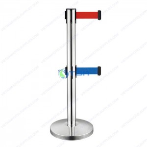 Trụ chắn inox barrier ngăn cách phân làn 2 tầng dây