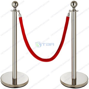 Trụ chắn inox đầu tròn dây nhung trùng màu đỏ