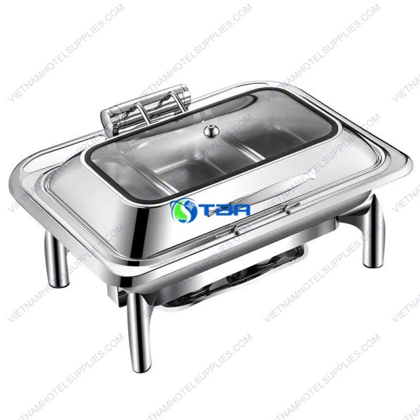 Nồi hâm buffet chữ nhật nắp kính cao cấp ASIA102PC-3N 
