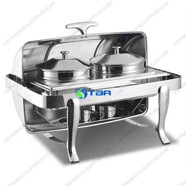 Nồi hâm soup buffet chữ nhật chân cong nắp kính ASIA6054CPC 