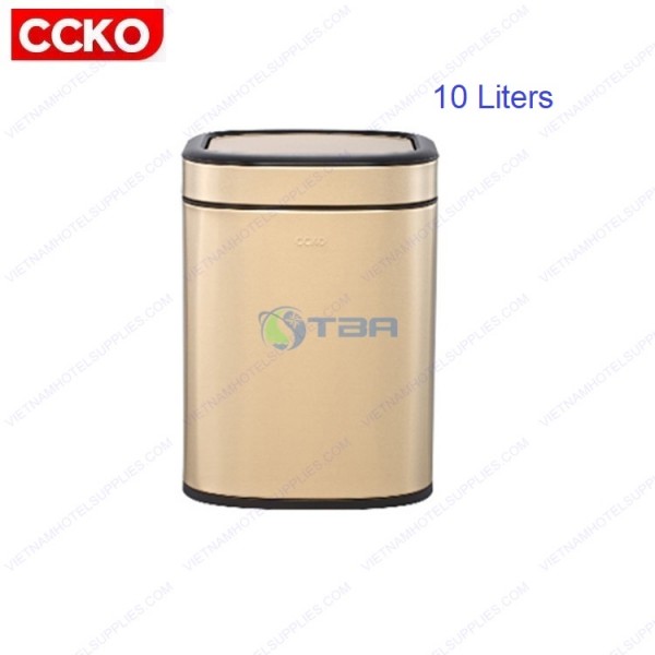 Thùng rác CCKO inox vàng chữ nhật 10L #CK9908G 
