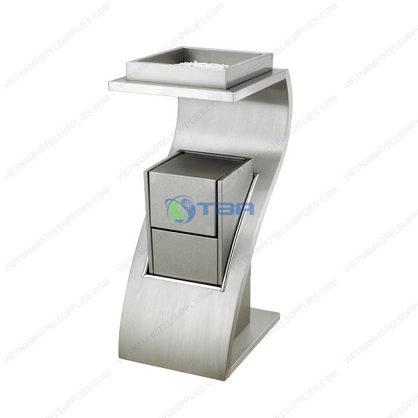 Thùng rác inox vuông hình chữ Z - A047S 