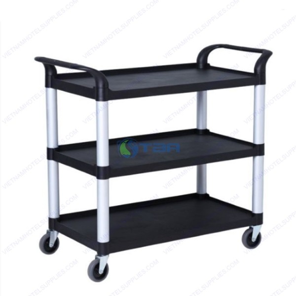 Xe đẩy thức ăn 3 tầng nhựa màu đen A400B 