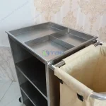 Xe làm vệ sinh buồng phòng inox ba tầng túi đơn