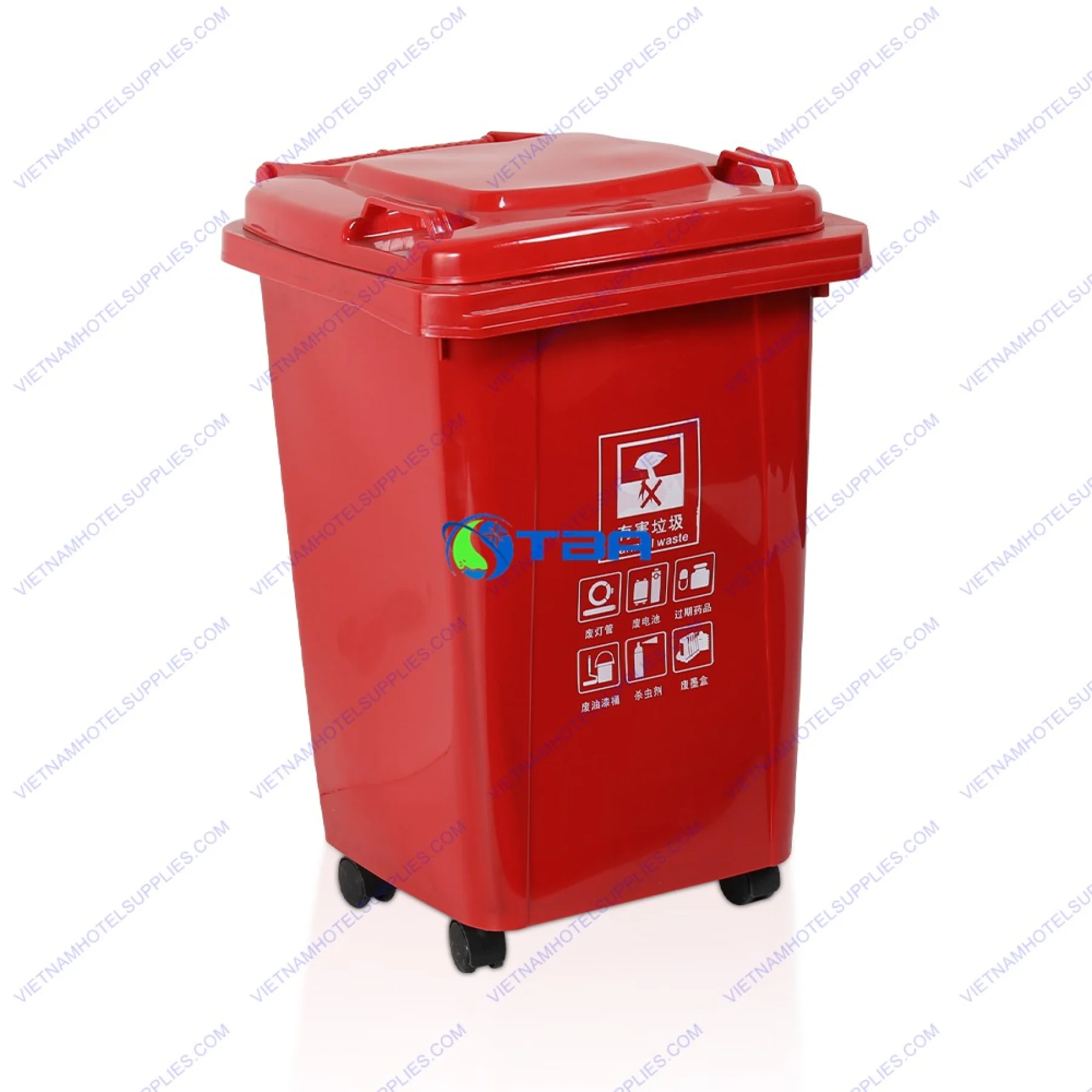Thùng rác thải nguy hại đỏ 60 lít ASIA-TRYTĐ60