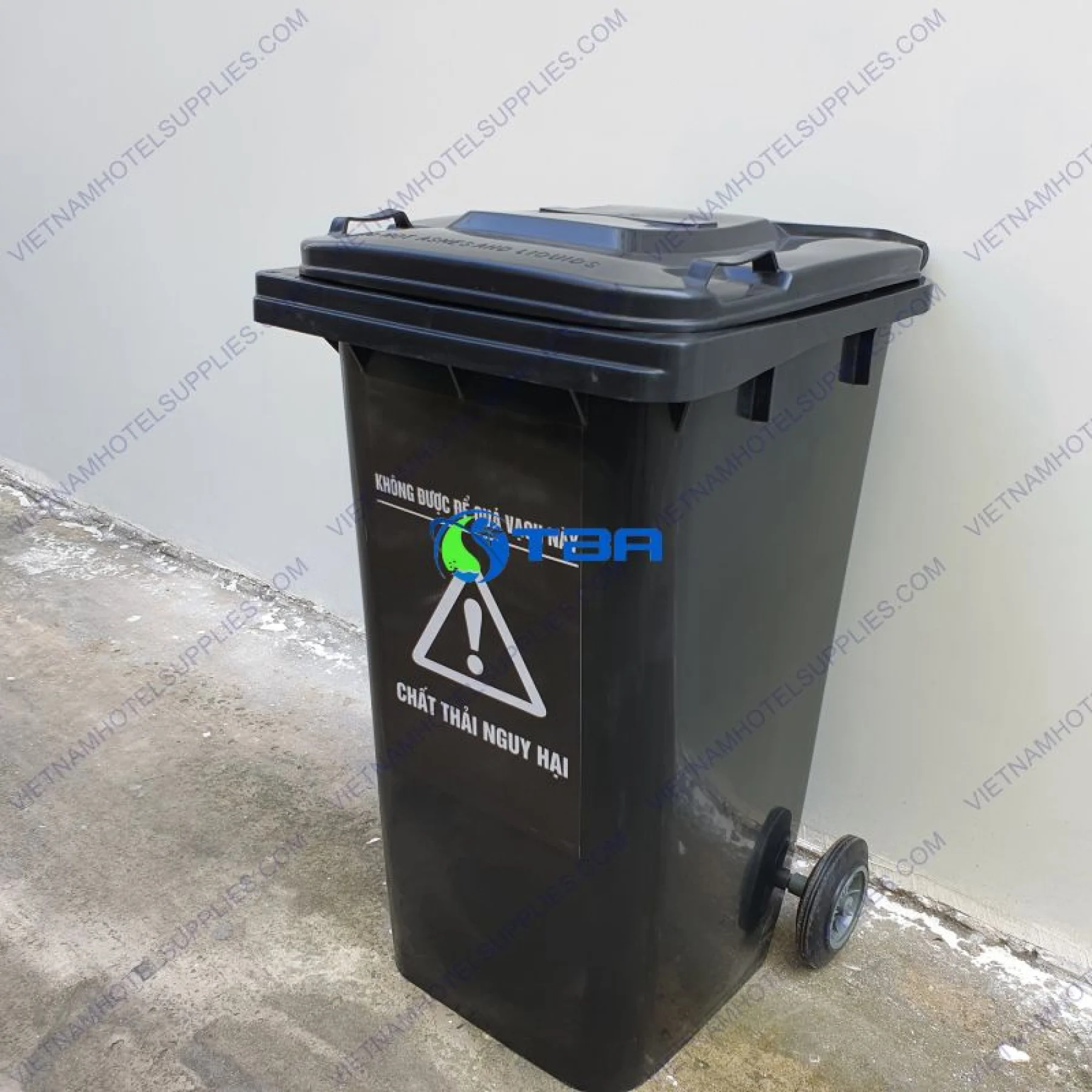 Thùng Rác Nguy Hại Hóa Học 120L Đen ASIA-RHH120Đ