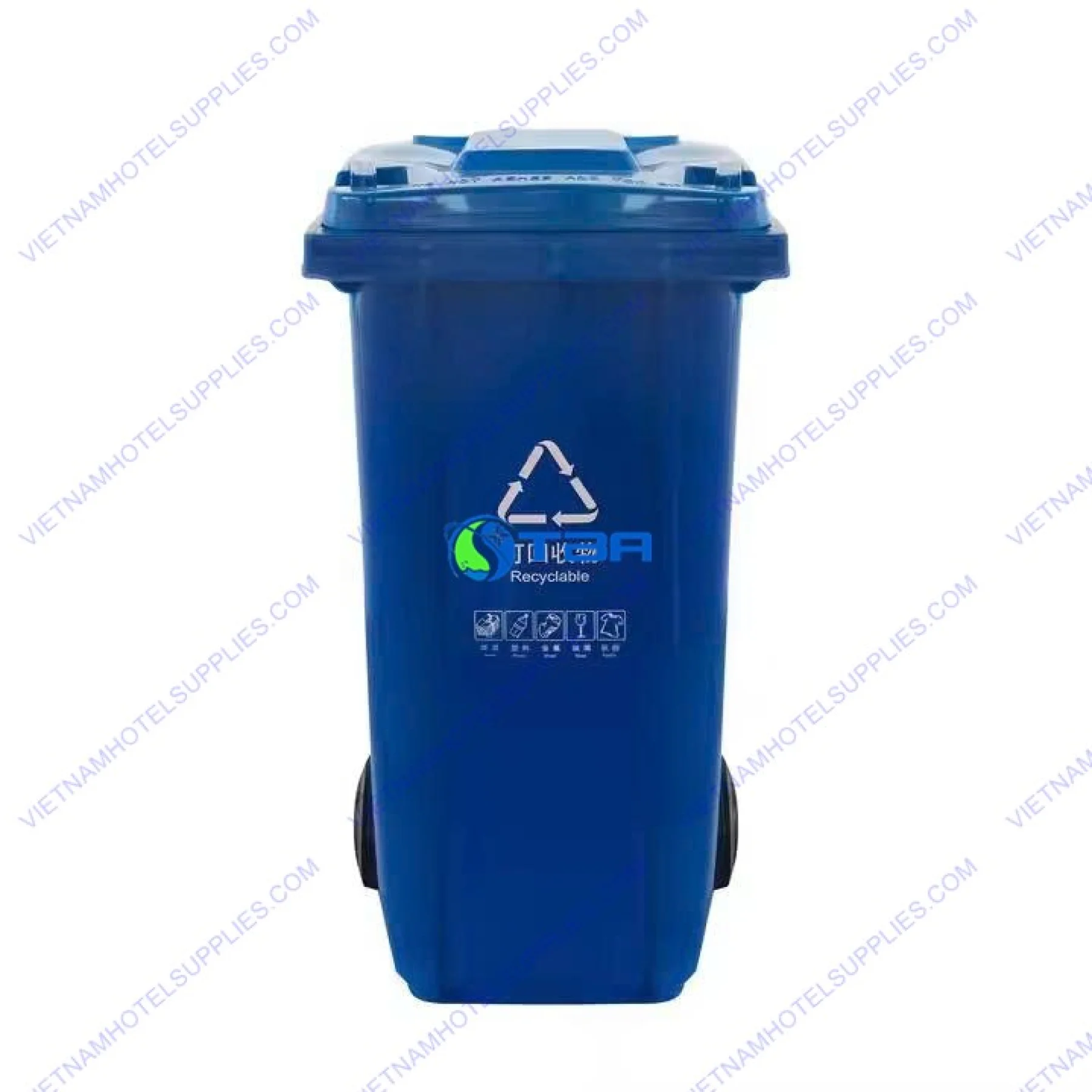 Thùng rác nguy hại tái chế xanh dương 120L ASIA