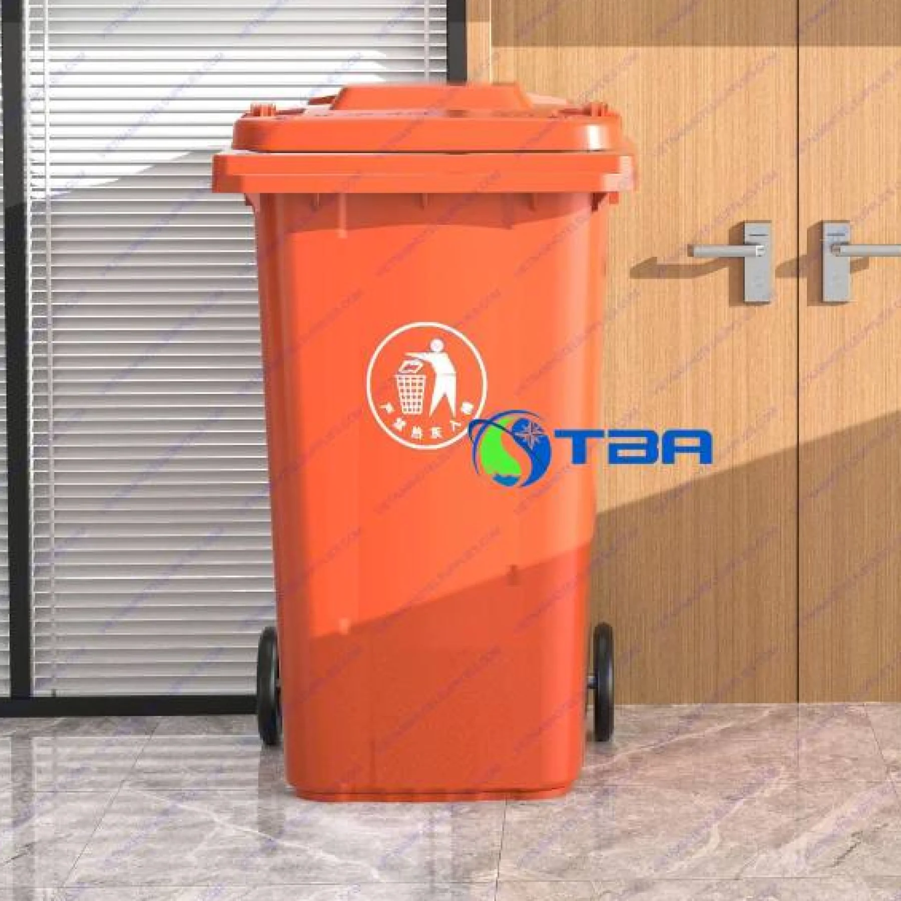 Thùng rác y tế nguy hại màu cam 240L ASIA-RNH240C