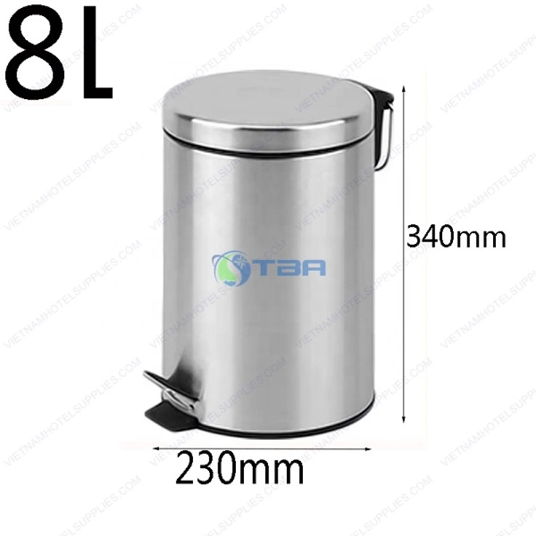 Thùng rác inox đạp chân 8L