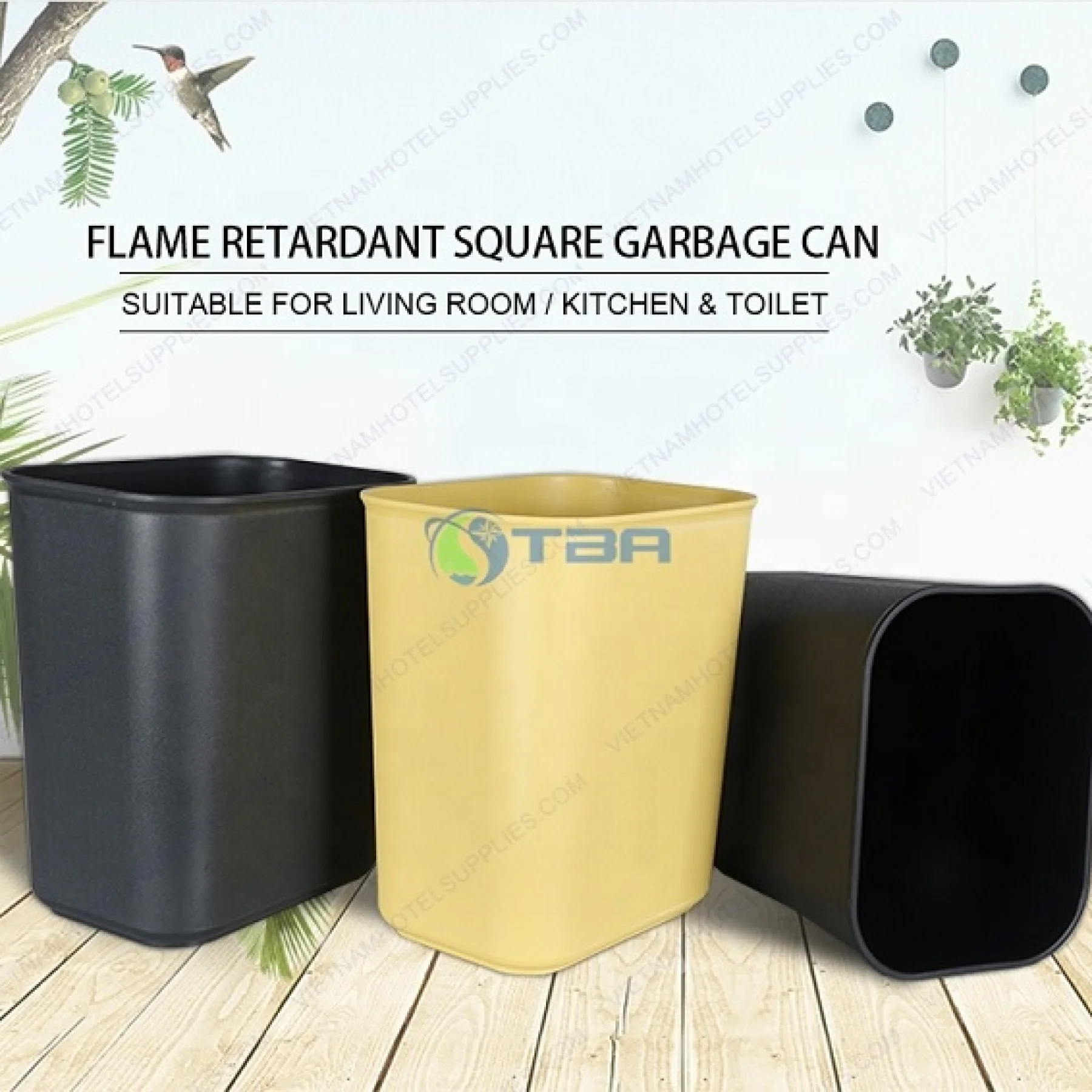 Thùng rác nhựa chữ nhật đặt phòng cỡ nhỏ