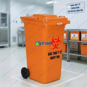 Thùng rác y tế nguy hại màu cam 240L ASIA-RNH240C