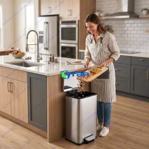 Thùng rác inox vuông đạp chân ASIA20L-TRDC