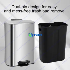 Thùng rác inox vuông đạp chân ASIA50L-TRDC