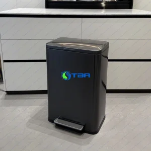 Thùng rác inox đạp chân cỡ lớn màu đen ASIA50LĐ