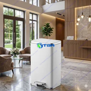 Thùng rác inox đạp chân cỡ lớn màu trắng ASIA50LT