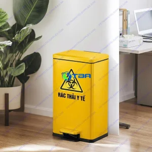 Thùng rác inox đạp chân y khoa màu vàng ASIA50LVC
