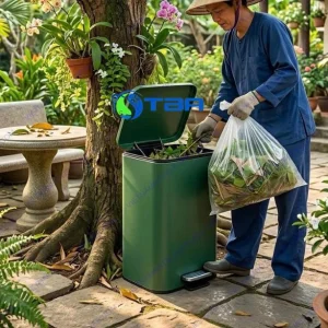 Thùng rác inox đạp chân cỡ lớn xanh lá ASIA50LXL